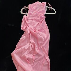 Brand new sheen long pink dress with slit and with tags  low back small 36